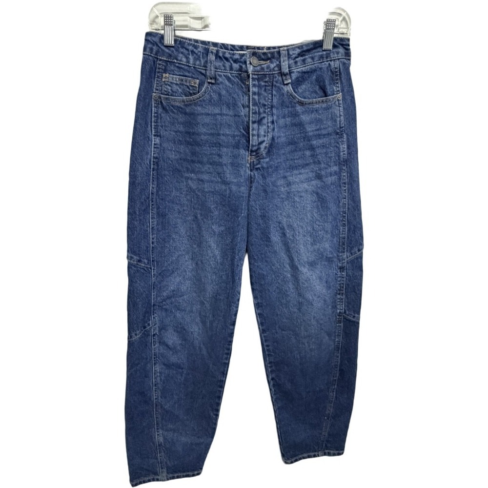 Habitual High Rise Barrel Leg Jeans Womens Size 2/26 Cropped Utility Denim